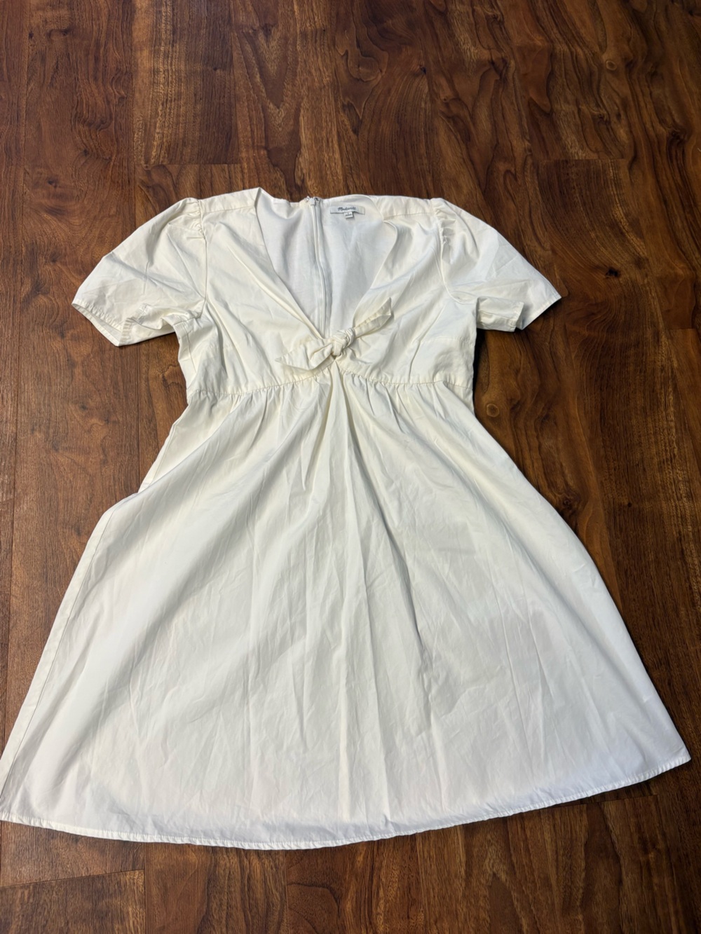 Madewell White Tie-Front Mini Dress Cotton Poplin 4
